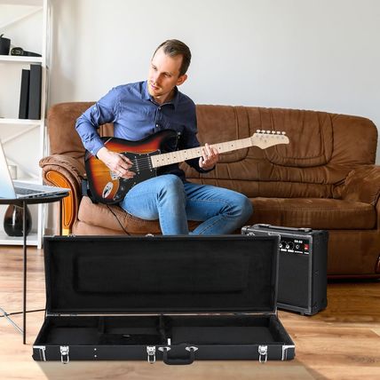 Ktaxon Electric Guitar Hard Case, Rectangle Wooden Standard 39-Inch Electric Gui