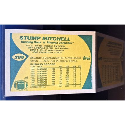STUMP MITCHELL 1989 TOPPS FOOTBALL CARD #288