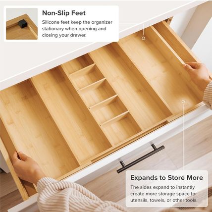 Adjustable Kitchen Drawer Organizer for Utensils and Junk, Food-Safe Contract Gr