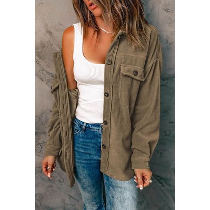 Turn Down Collar Buttoned Shirt Jacket