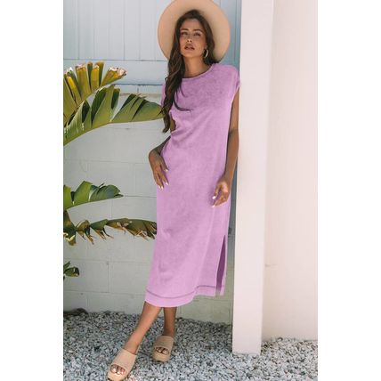 Wisteria Mineral Wash Pocketed T-shirt Long Dress