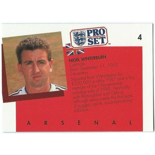 1990/1991 Pro Set Footbal - #4 - Nigel Winterburn