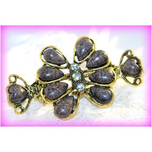 Sale Retro Clear Crystal Rhinestone Charcoal Bronze Hair Clip Grip Jewellery 14