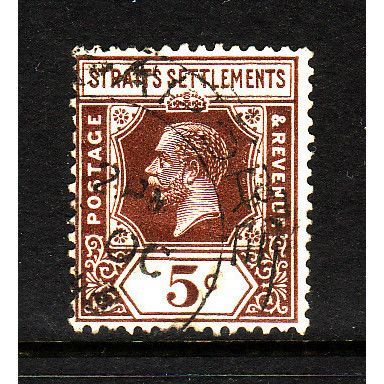 MALAYSIA STRAITS SETTLEMENTS 1932 SG226 5c BROWN FINE USED#3