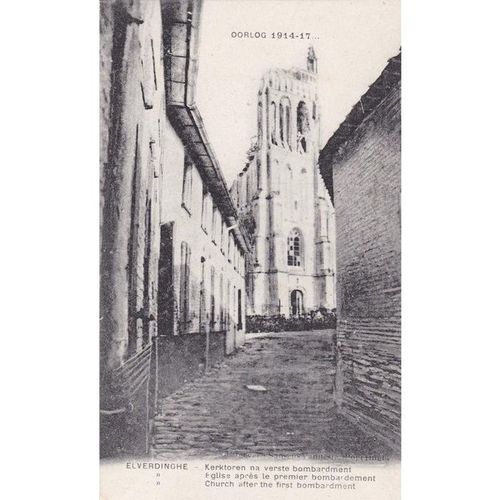 The Church After The First Bombardment Elverdinghe War Damage Postcard (WD140)