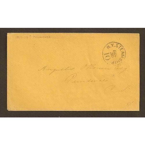 CUBA Stampless Ship Mail to RI USA, cancel used 1867-73