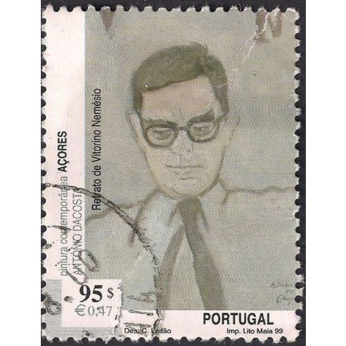 AZORES, Retrato de Vitorino Nemesio, grey 1999, 95 Esc, 0.47 Euro