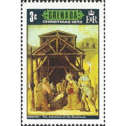 GRENADA, CHRISTMAS, Adoration of the Shepherds, Roberti, yellow 1973, 3c, #2