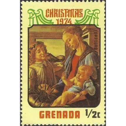 GRENADA, CHRISTMAS, Madonna and Child, Botticelli, yellow 1974, ½c, #2