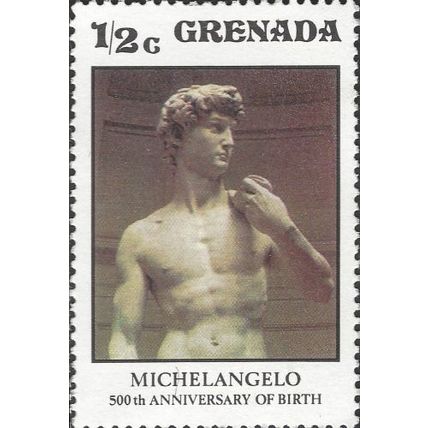 GRENADA, FINE ART, Boy David, Michelangelo, brown 1975, ½c, #2