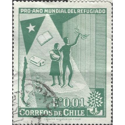 CHILE, World Refugee Year, green 1960, 0.01escudo, #2