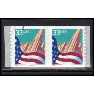 Used 3281 33c U.S. Flag Over City Fine CNP Left 4444A PA2112
