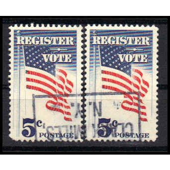 Used 1249 5c Register and Vote (2) Clark Mills, NY. E0892