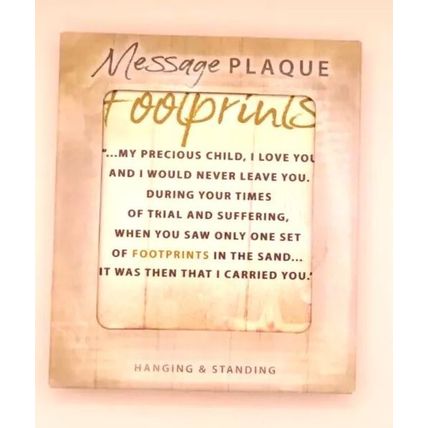 Footprints Prayer Plaque Wall & Standing with Gift Home Decor 14 CM Christian