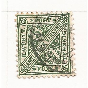 Wurttemberg 1881 5pf green Official, used. SG O184