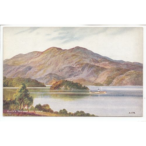 Ellen's Isle and Ben Venue E W Trick Art Postcard A1178