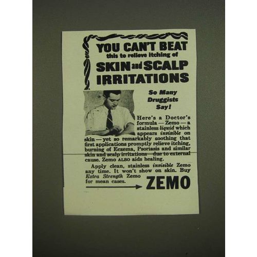 1945 Zemo Skin Care Ad - You can't beat this to relieve itching of skin