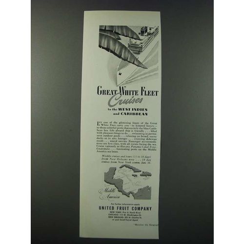 1948 United Fruit Company Great White Fleet Cruises Ad - West Indies