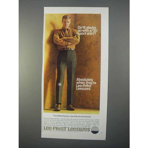 1966 Lee Lee-Prest Leesures Ad - $8 Slacks with Shirt
