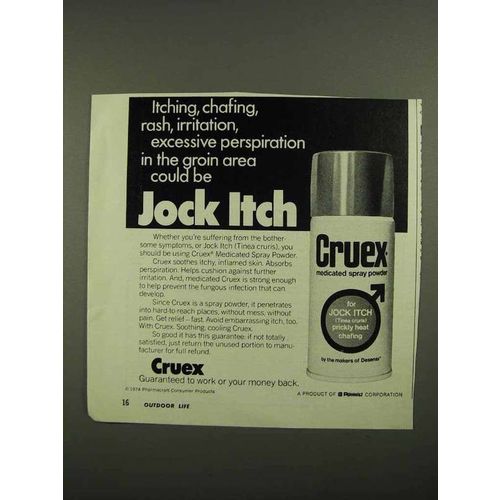 1974 Cruex Medicated Spray Powder Ad - Itching, Chafing