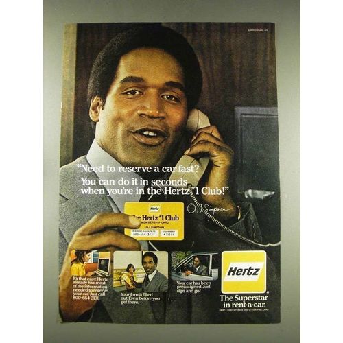 1976 Hertz Rent-A-Car Ad - O.J. Simpson - Reserve a Car Fast