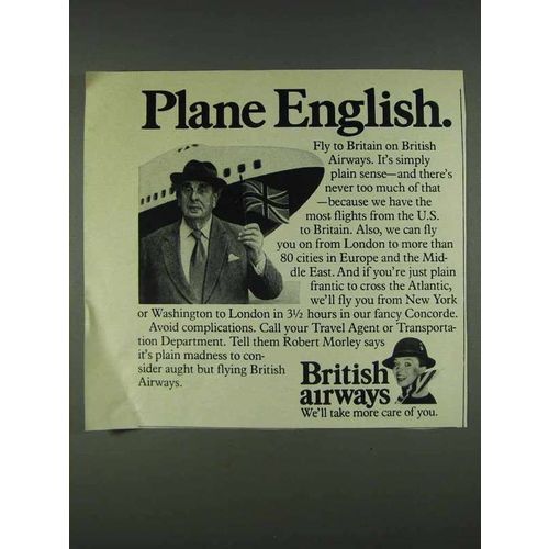 1978 British Airways Ad - Robert Morley - Plane English