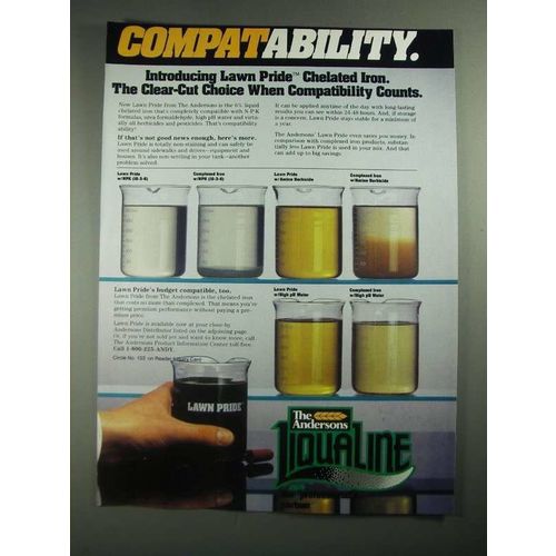 1987 The Andersons Lawn Pride chelated iron Ad - Compatability