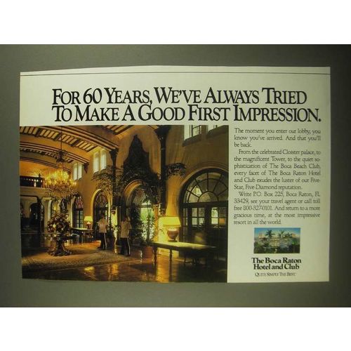 1987 The Boca Raton Hotel and Club Ad - Make a Good First Impression