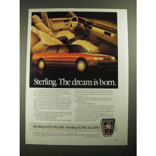 1987 Sterling 825S and 825SL Ad - The Dream is Born