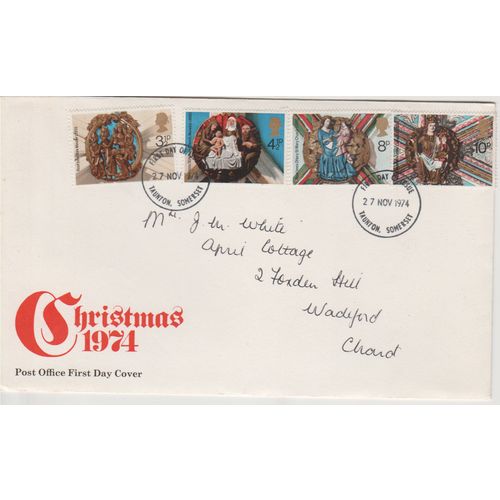GB 1974 Christmas set GPO FDC Taunton pm see others