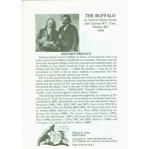 The Buffalo: 1898. by Henry Inman & "Buffalo Bill" Cody..1-29 lots of 10 copies