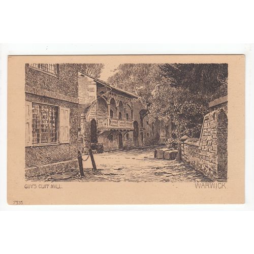 Guy's Cliff Mill Warwick Sketch Art Postcard