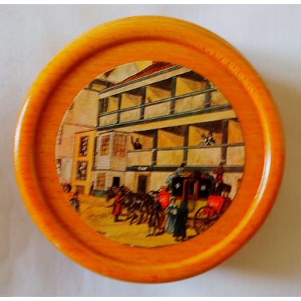 Wooden coaster set of 6 coaching scenes circa 1930 think beech wood