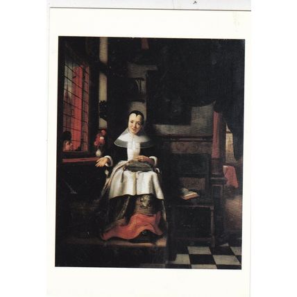 Nicolas Maes The Virtuous Woman Postcard unused VGC