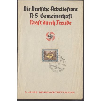 Germany 1943, FDC Postal Souvenir Stationary with Mi #828. CTO