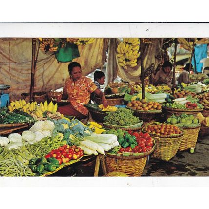Klong Lod Market Bangkok Thailand Postcard used VGC