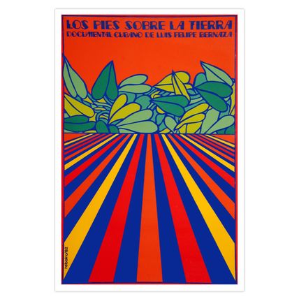 Spanish movie Poster 4 Cuba film.PIE sobre Tierra.Feet on Ground.Psychedelic art