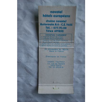 Matchbook Cover Novotel - Rhum Saint James