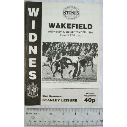 1986 programme Widnes v. Wakfield