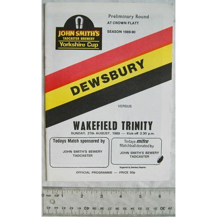 1989 programme Dewsbury v. Runcorn Highfield