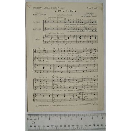 1958 Gipsy Song, Ashdown Vocal duets No. 278