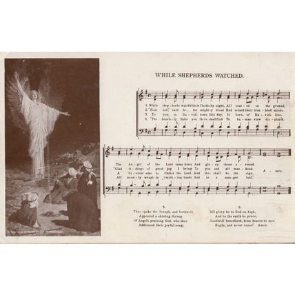 While Shepherds Watched Their Flocks By Night Sheet Music Antique RPC Postcard