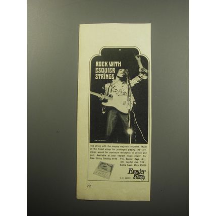 1969 V.C. Squier Esquier Guitar Strings Advertisement - Jimi Hendrix