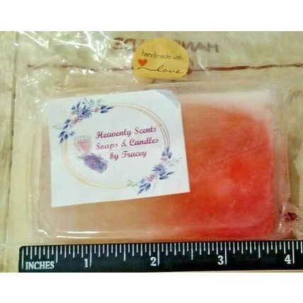 Lot of 4 Homemade Pink Grapefruit Glycerin Soap w/Pink Heart Imbed 4-5 Oz Each