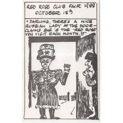 Red Rose Russian Lady Event 1988 Comic Advertising Postcard