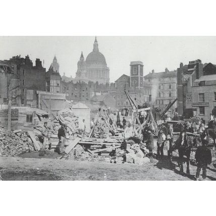 Queen Victoria Street London Construction in 1800s Postcard