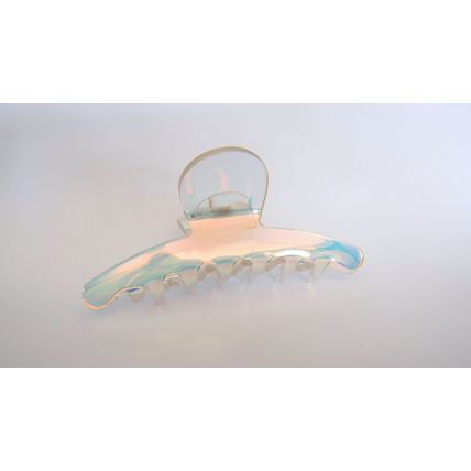 Clear color change iridescent design hair claw clip for fine, thin hair