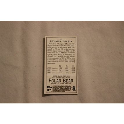 Bengie Molina 2003 Topps 205 POLAR BEAR MINI NO. 193