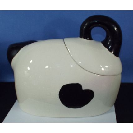 Rare Vintage Ceramic Spotted White Dog with Black Spots Large Cookie Jar