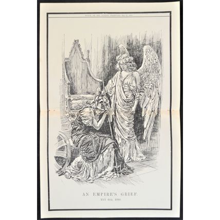 AN EMPIRE’S GRIEF 1910 King Edward VII - angel Britannia PUNCH CARTOON PAGE
